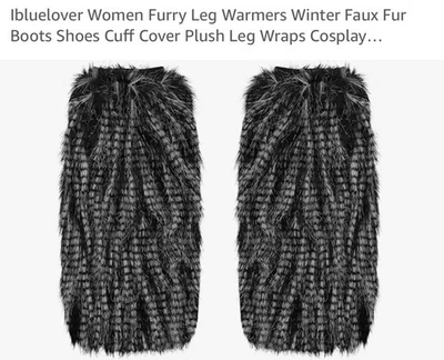 Calentadores de piernas de piel sintética para mujer Calentadores de piernas mullidos Suave Bota Puños Cubierta para... Foto 1 de 4