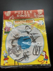 Vintage Puzzle Ring Metal Dexterity Toy Made In Japan 1950s? W13 - Picture 1 of 4