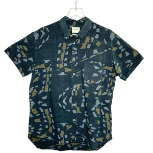 Billy Reid L Standard Short Sleeve Shirt Mens Blue Striped 100% Cotton *flaw - Picture 1 of 8