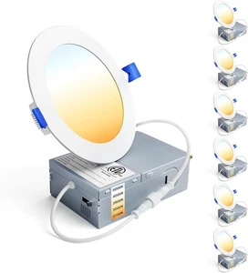 Ensenior 6er Pack 4 Zoll LED Deckeneinbauleuchte, dimmbar, 5000K - Bild 1 von 6