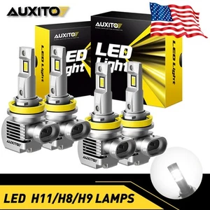 AUXITO H11 LED Low Beam+H9 LED High Beam Headlight Bulbs Combo White 4PCS CANBUS - Picture 1 of 10