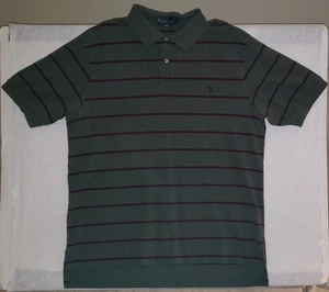 POLO by Ralph Lauren uomo taglia XLT grigio con righe rosse camicia colletto 2 bottoni - Foto 1 di 5