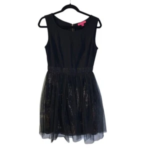 Betsey Johnson Women's Balletcore Minidress Sz 6 Black Sequined Tulle Whimsigoth - Picture 1 of 7