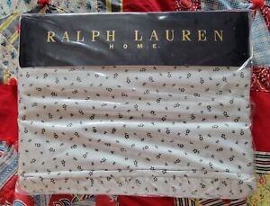 NOS Vintage Ralph Lauren Black "Calico" Flat Sheet w/ Ruffled Edge