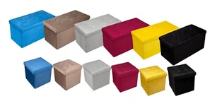 Velvet Folding Storage Bench Ottoman Footrest Seat Toy Box Storage Chest - Picture 1 of 37