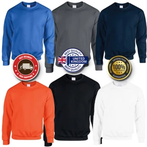 Mens Sweatshirt Heavy Blend Crew Neck Plain Jumper Pullover Casual High Quality - Picture 1 of 18