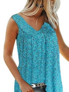 Womens Floral Summer Loose Sleeveless Tank Vest Boho Baggy Tops Shirt Size XL - Picture 1 of 2