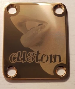 NECK PLATE - Custom - Lips - gold pour guitare et basse -made in USA - Bild 1 von 5