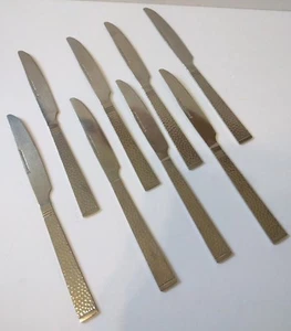 Gibson Prato Stainless Steel Set of 8 Dinner Knives 9 1/4 Inch Flatware Hammered - Picture 1 of 7