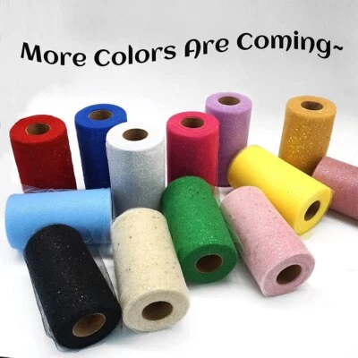 Glitter TULLE ROLL 6" x 10 Yards Top Grade Polyester Tutu Netting Craft Fabric - Image 1 of 4