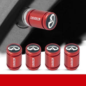 4PCS Car Wheel Tire Air Valve Stem Dust Valve Cap Cover for INFINITI Red - Picture 1 of 1