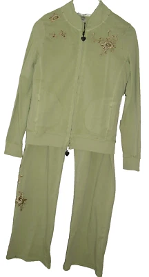 NOVO COM ETIQUETAS VERTIGO PARIS LT VERDE~Traje de treino bordado desgastado~Feminino~X-GRANDE~2 peças - Imagem 1 de 4