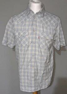 Levi Strauss & Co Men Casual Shirt White and Blue Check Cotton size L - Picture 1 of 4