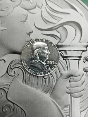 Medio dólar Franklin de plata 90 % 1958- moneda de prueba P TP-8044 Foto 1 de 2