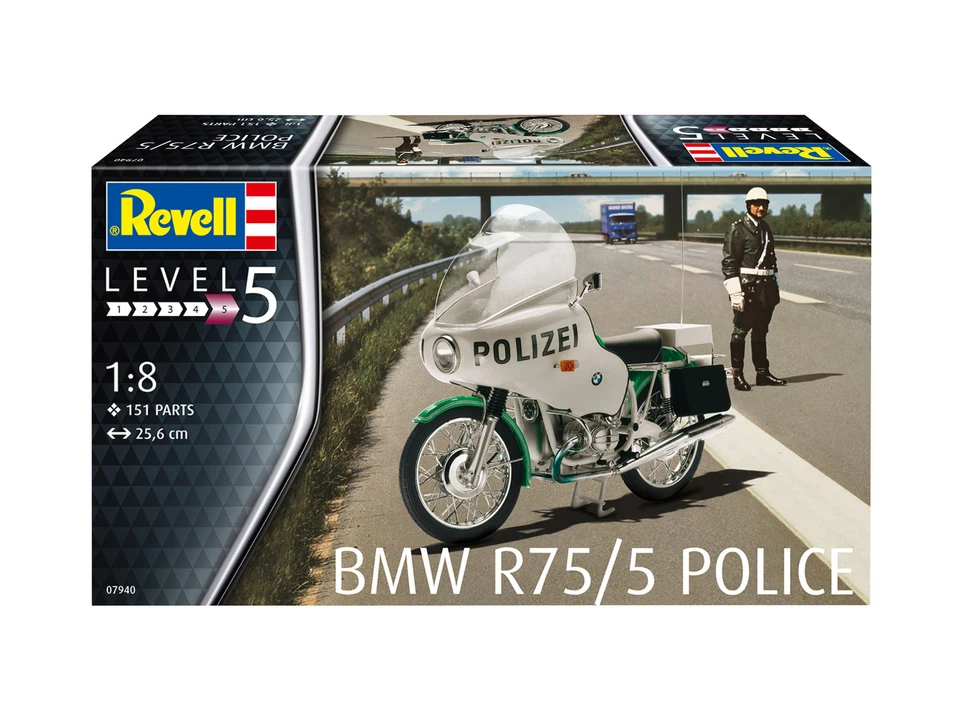 Bmw R75/5 Police Motorbike 1:8 Plastic Model Kit REVELL - Immagine 1 di 1