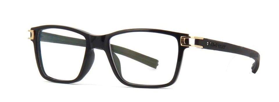 Monturas de gafas Tag Heuer Reflex acetato TH 7603 008 negras y doradas cepilladas 50 mm Foto 1 de 1