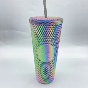 Starbucks Fall 2023 Oil Slick Rainbow Studded Cold Cup Tumbler 24oz New - Picture 1 of 6