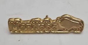 VTG Gold Toned Enameled Lapel Hat Pinback Manitoba Buffalo Bison Pin - Picture 1 of 5