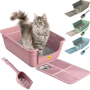 More details for large cat litter tray scoop tray mat deep open toilet box high sided catcentre®