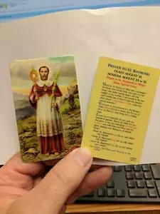 Oración a San Raimundo Tarjeta Laminada Patrona de Mujeres Embarazadas - Imagen 1 de 2