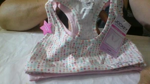 Jockey 2-Pack Girls Medium (7/8) Bralettes NWT Racerback Cotton/Spandex Pink/Dot - Picture 1 of 15