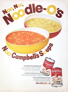 PRINT AD Campbells Noodle Os Soup 1968 9.5x12.5 Chicken Tomato Beef - Picture 1 of 1