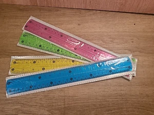 FLEXIBLE RULERS LOT OF 4-FLEXIBLE RULERS 12 INCH •YELLOW, GREEN, PINK, & BLUE - Picture 1 of 7