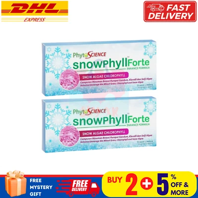 2 X Phytoscience Snowphyll Forte Snow Algae Chlorophyll & Mulberry Leaf Extract - Image 1 of 4