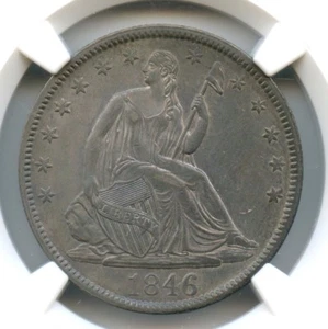 1846 Tall Date Liberty Seated Half Dollar, NGC AU 55 - Picture 1 of 3