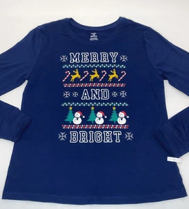Carter's Adult Unisex Blue Christmas Jersey Tee Long Sleeve Shirt- NWT- Sz: M - Bild 1 von 5