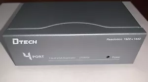 DTECH Powered 4 Port VGA Splitter Box SVGA Video Distribution 1 PC to 4 Monitor - Picture 1 of 2