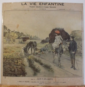 Seltenes pädagogisches Plakat 1910 La Vie Enfantine, les Champs von Belot, Camescasse - Bild 1 von 13