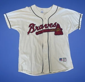 Vintage 1997 Javy Lopez Atlanta Braves Russell Athletic weiß Baumwolle Trikot Herren L - Bild 1 von 9