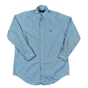 Camisa Polo Ralph Lauren Para Hombre Azul Manga Larga Pinpoint Oxford Yarmouth 16 32/33 - Imagen 1 de 9