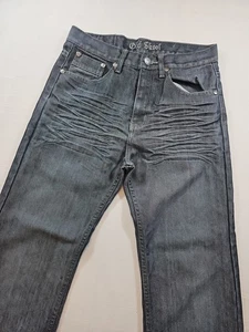 VTG Old Skool Mens Jeans Size 30x34 Charcoal Denim Wide Leg Boot Cut - Picture 1 of 15