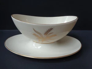 LENOX Wheat Pattern China GRAVY BOAT with attached UNDERPLATE Made in USA - Bild 1 von 5