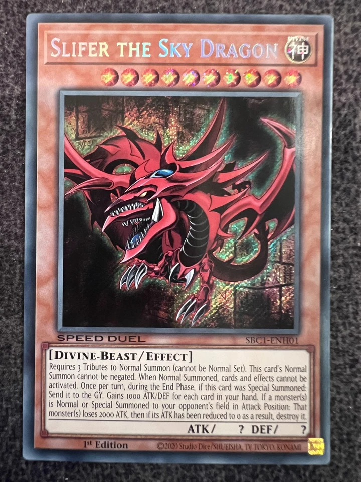 Yugioh Slifer the Sky Dragon SBC1-ENH01 Secreto Raro 1ª Edición Casi Nuevo Foto 1 de 1
