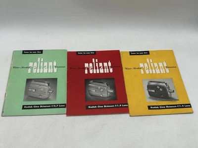 Lot Of 3 Kodak Cine Reliant Movie Camera Ektanon f/2.7 Lens Instruction Manual - Image 1 of 4
