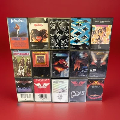 Rock Cassette Lot 18 Tapes | Aerosmith Steppenwolf Tull Who Stones ZZ Top Heart - Image 1 of 2