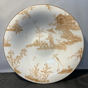 Tan Asian Toile Serving Bowl By Nieman Marcus 11” - Picture 1 of 5