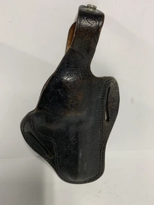 Vintage Bianchi “Shadow” #8 Leather Holster .38/.357 S&W, RT Hand, OWB Blk/Brown - Image 1 of 4