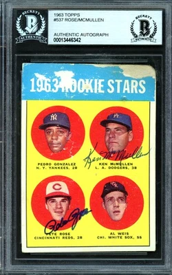 Pete Rose Firmado 1963 Topps RC 537 Rojos Ken McMullen Beckett #13446342 Foto 1 de 2