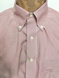 Brooks Brothers 346 17 2/3 rot weiß gestreift Langarm Baumwolle Hemd Button-Down - Bild 1 von 4