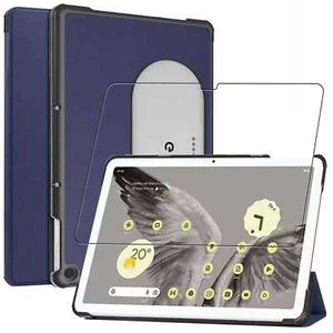 Housse Google Pixel Tablet Coque Etui veille auto + VERRE Trempé, Bleu Foncé - Photo 1 sur 5