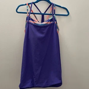 Ivivva By Lululemon Double Dutch Tank Top Size 10 Purple Layered Racer back - Picture 1 of 9