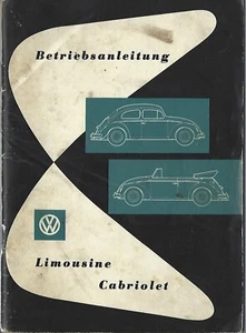 VW KÄFER Betriebsanleitung 1958 Bedienungsanleitung CABRIOLET LIMOUSINE BA - Picture 1 of 11
