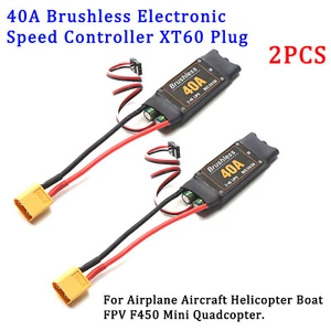 2X 40A Brushless Electronic Speed Controller XT60 Plug w/3.5MM Banana Head K5A3 - Picture 1 of 8