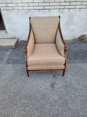 Antique 1920s Italian Beechwood Living Room Chair - Hand-Carved & Upholstered. - Image 1 of 4
