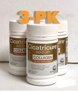 3PACK Cicatricure Gold Lift Chewable Collagen Tablets Skin Hair Nails 60ct Each