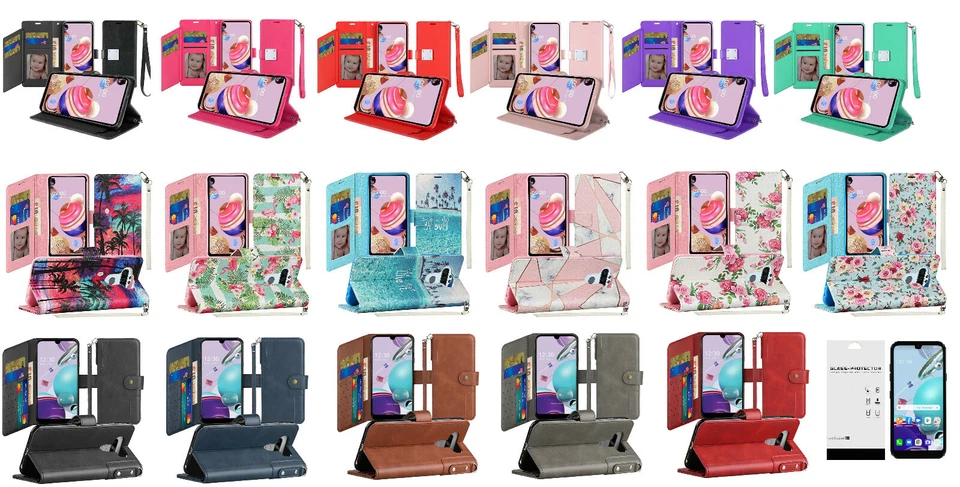 For LG Phoenix 5 / Risio 4 / K8X Deluxe Wallet Case Phone Cover + Tempered Glass - Image 1 of 1